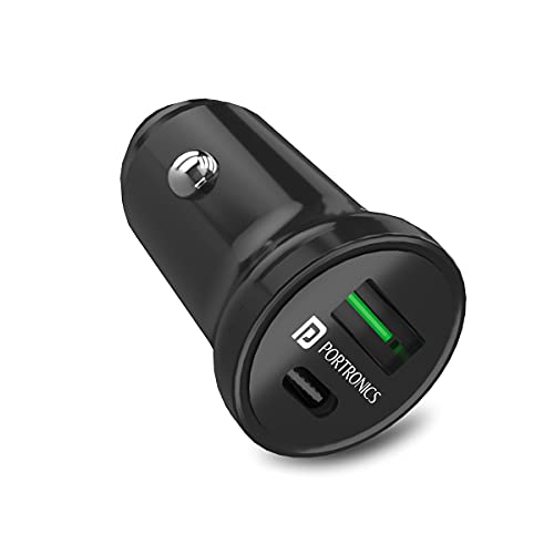 Portronics CarPower Mini Car Charger with Dual Output, Fast Charging (Type C PD 18W + QC 3.0A) Compatible with All Smartphones(Black) Portronics CarPower Mini Car Charger with Dual Output, Fast Charging (Type C PD 18W + QC 3.0A) Compatible with All Smartphones(Black)