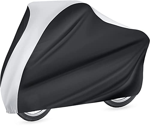 NABAAT Universal Waterproof Dust Cycle / Bicycle Cover for Outdoor Rain/ Sun/ Snow/ Corrosion Protection (Black & Silver) NABAAT Universal Waterproof Dust Cycle / Bicycle Cover for Outdoor Rain/ Sun/ Snow/ Corrosion Protection (Black & Silver)