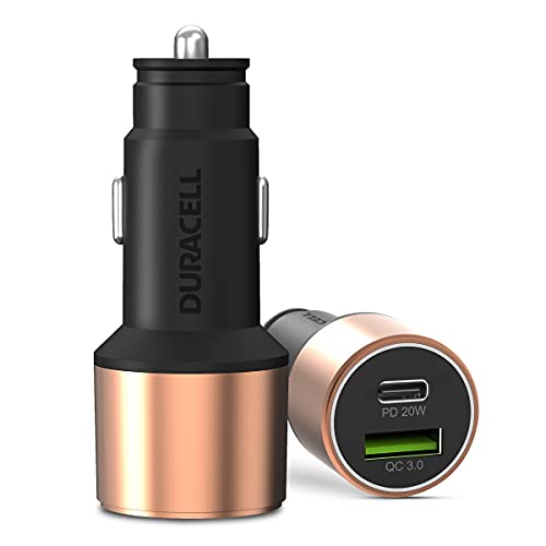 Duracell 38W Fast Car Charger Adapter with Dual Output. Quick Charge, Type C PD 20W & Qualcomm Certified 3.0 Compatible with iPhone, All Smartphones, Tablets & More. Duracell 38W Fast Car Charger Adapter with Dual Output. Quick Charge, Type C PD 20W & Qualcomm Certified 3.0 Compatible with iPhone, All Smartphones, Tablets & More.