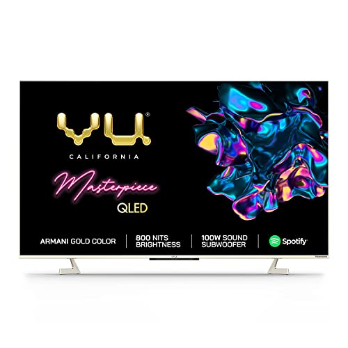 Vu 139 cm (55 inches) The Masterpiece Glo Series 4K Ultra HD Smart Android QLED TV 55QMP (Armani Gold) (2022 Model) | Built in 4.1 Speaker Vu 139 cm (55 inches) The Masterpiece Glo Series 4K Ultra HD Smart Android QLED TV 55QMP (Armani Gold) (2022 Model) | Built in 4.1 Speaker