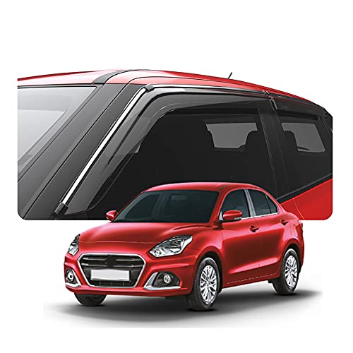 Amazon Brand- Eono Car Door Visor Wind Deflector Silver Line (Chrome Pati) Accessories Compatible for Dzire (2017/2018/2019/2020) Black Transparent Amazon Brand- Eono Car Door Visor Wind Deflector Silver Line (Chrome Pati) Accessories Compatible for Dzire (2017/2018/2019/2020) Black Transparent