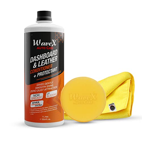 Wavex Dashboard Polish and Leather Conditioner+Protectant (1 LTR) with Microfiber Towel and Foam Applicator Wavex Dashboard Polish and Leather Conditioner+Protectant (1 LTR) with Microfiber Towel and Foam Applicator