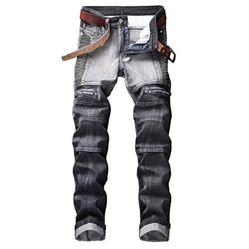 LONGBIDA Men’s Moto Designer Jeans Slim Fit Straight Leg Denim Pants LONGBIDA Men’s Moto Designer Jeans Slim Fit Straight Leg Denim Pants