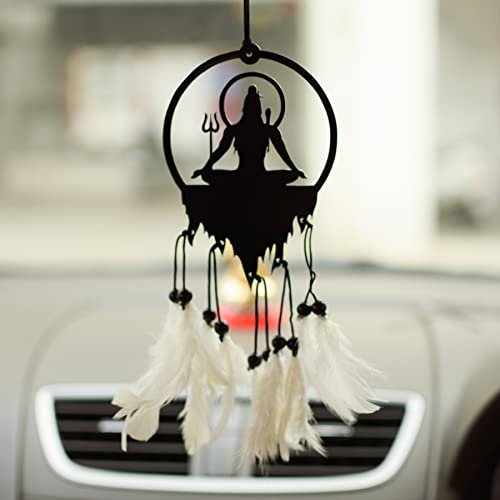 MGNLR Fancy Lord Shiva Car Hanging Car Rear View Mirror Decor Ornament Accessories Good Luck Dream Catcher Positive Vibes [Dream Catcher Shiva]( Multicolour, Pack Of 1)