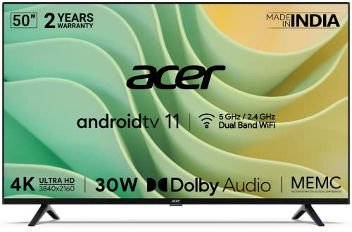Acer 127 cm (50 inches) I Series 4K Ultra HD Android Smart LED TV AR50AR2851UDFL (Black) Acer 127 cm (50 inches) I Series 4K Ultra HD Android Smart LED TV AR50AR2851UDFL (Black)