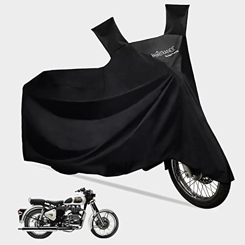MotoTrance ESSENTIALS Black Bike Cover – Royal Enfield Classic 350 | With Storage Bag | Water Resistant | Dust and Heat Protection | PU Taffeta | Mirror Pockets | 5-Thread Interlock Stitching | Motorcycle Cover | Stylish Bike Accessories (Black) MotoTrance ESSENTIALS Black Bike Cover – Royal Enfield Classic 350 | With Storage Bag | Water Resistant | Dust and Heat Protection | PU Taffeta | Mirror Pockets | 5-Thread Interlock Stitching | Motorcycle Cover | Stylish Bike Accessories (Black)