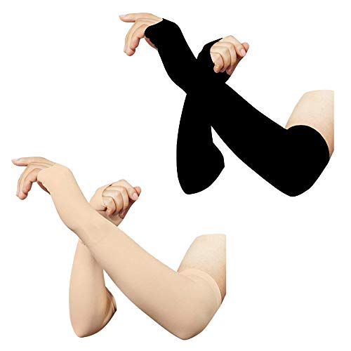 Eranqo® UV Protection Lets Slim Cooling Arm sleeves Cover for Men Women, Gloves with Thumb Hole for Biking, Scooty and sports (Multicolour; Free Size)(Pack of 2 pairs: Black and Beige) Eranqo® UV Protection Lets Slim Cooling Arm sleeves Cover for Men Women, Gloves with Thumb Hole for Biking, Scooty and sports (Multicolour; Free Size)(Pack of 2 pairs: Black and Beige)