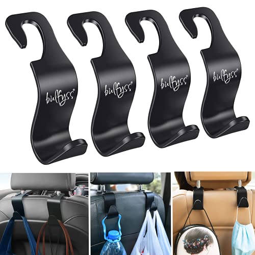 Bulfyss Car Backseat Headrest Hook/Hanger Universal Durable Organiser Space Saver for Handbag, Wallets, Grocery Bags (Black, Pack of 4) Bulfyss Car Backseat Headrest Hook/Hanger Universal Durable Organiser Space Saver for Handbag, Wallets, Grocery Bags (Black, Pack of 4)
