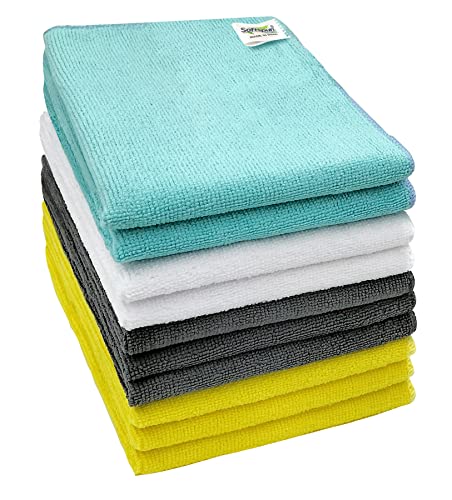SOFTSPUN Microfiber Cleaning Cloths, 10 pcs 30x35ms 280GSM Multi-Color Highly Absorbent, Lint and Streak Free, Multi – Purpose Wash Cloth for Kitchen, Car, Window, Stainless Steel SOFTSPUN Microfiber Cleaning Cloths, 10 pcs 30x35ms 280GSM Multi-Color Highly Absorbent, Lint and Streak Free, Multi – Purpose Wash Cloth for Kitchen, Car, Window, Stainless Steel