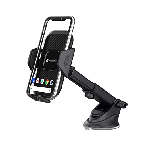 Portronics Clamp M Car Mobile Holder with 360° Rotational, Strong Suction Cup, One Click Release Button Compatible with 4 to 6 inch Devices(Black) Portronics Clamp M Car Mobile Holder with 360° Rotational, Strong Suction Cup, One Click Release Button Compatible with 4 to 6 inch Devices(Black)