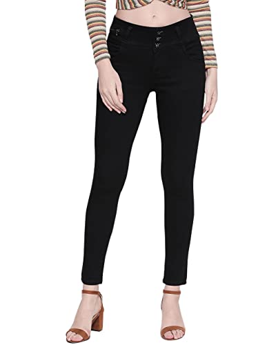 HIGH STAR Women Black Slim Fit High-Rise Clean Look Stretchable Jeans