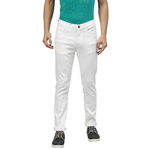 Urbano Fashion White Slim Fit Stretch Jeans for Men