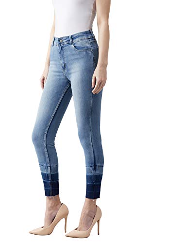 Dolce Crudo Women’s Light Blue Skinny Fit High Rise Ankle Length Shaded Denim Stretchable Jeans