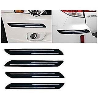 GOLA & SONS AUTO ACCESSORIES Rubber Car Bumper Protector Guard with Double Chrome Strip for Car for Universal (Black) – 4pcs GOLA & SONS AUTO ACCESSORIES Rubber Car Bumper Protector Guard with Double Chrome Strip for Car for Universal (Black) – 4pcs