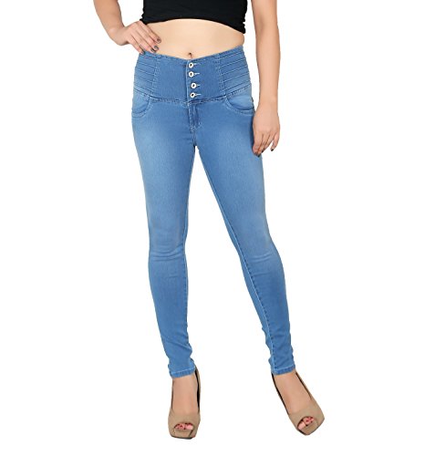 FCK-3 Stretchable Denim Ankle Length 4 Buttons Broad Waist Band Jeans Pant for Women
