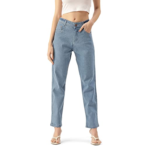 PARIS HAMILTON Womens/Girls Boyfriend fit High Rise Stretchable Denim Jeans Straight Fit PARIS HAMILTON Womens/Girls Boyfriend fit High Rise Stretchable Denim Jeans Straight Fit