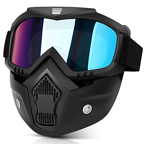 Eliane BB35 Goggle Mask Anti Scratch UV Protective Face & Eyewear Windproof Dirt Shield With Soft Foam Padded Detachable Mouth Filter For cycling Bike Off Road Racing Ride Unisex (Rainbow Visor) Eliane BB35 Goggle Mask Anti Scratch UV Protective Face & Eyewear Windproof Dirt Shield With Soft Foam Padded Detachable Mouth Filter For cycling Bike Off Road Racing Ride Unisex (Rainbow Visor)