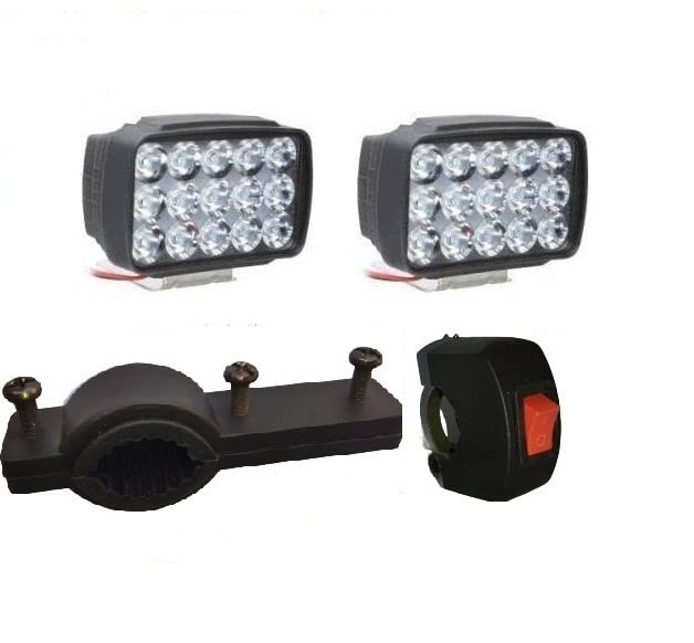 Petrox 15 Led White Bike Led Light Driving Waterproof Headlights Fog Lamp Lighting Accessories Anti-Fog Spot Light Auxiliary Headlight with Switch For All Bikes and Cars ( Fog Light Fitting Clamp for each Fog Lamp, Pack of 2) Petrox 15 Led White Bike Led Light Driving Waterproof Headlights Fog Lamp Lighting Accessories Anti-Fog Spot Light Auxiliary Headlight with Switch For All Bikes and Cars ( Fog Light Fitting Clamp for each Fog Lamp, Pack of 2)