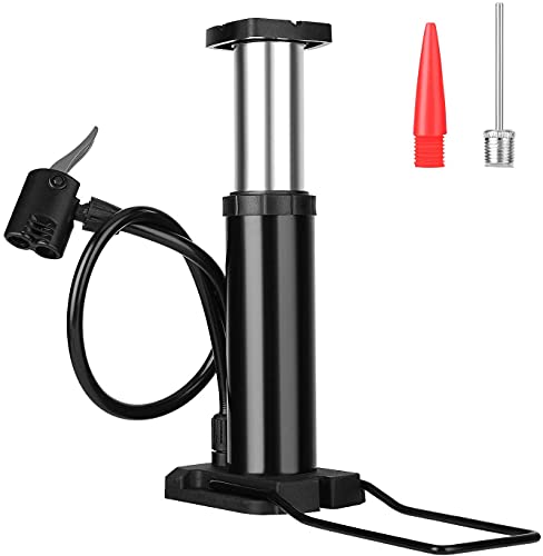 QUPET ® Mini Portable Bike, Bicycle Tire Hand Foot Activated Floor Pump with Presta Schrader Dunlop Valves Extra Valve and Gas Needle QUPET ® Mini Portable Bike, Bicycle Tire Hand Foot Activated Floor Pump with Presta Schrader Dunlop Valves Extra Valve and Gas Needle