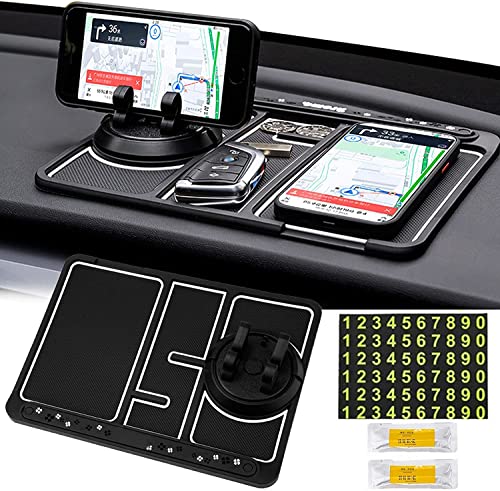 MMAK Anti-Slip Car Dashboard Mat & Mobile Phone Holder Mount with Car Perfume – Universal Non Slip Sticky Rubber Pad with 2 Aroma Sticks & Radium Night Glow for Smartphone, GPS Navigation (White Lining) MMAK Anti-Slip Car Dashboard Mat & Mobile Phone Holder Mount with Car Perfume – Universal Non Slip Sticky Rubber Pad with 2 Aroma Sticks & Radium Night Glow for Smartphone, GPS Navigation (White Lining)