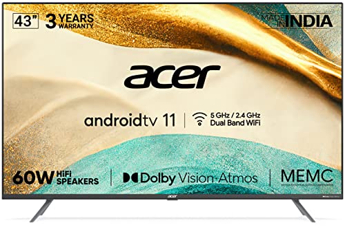 Acer 109 cm (43 inches) H Series 4K Ultra HD Android Smart LED TV AR43AR2851UDPRO (Black) Acer 109 cm (43 inches) H Series 4K Ultra HD Android Smart LED TV AR43AR2851UDPRO (Black)