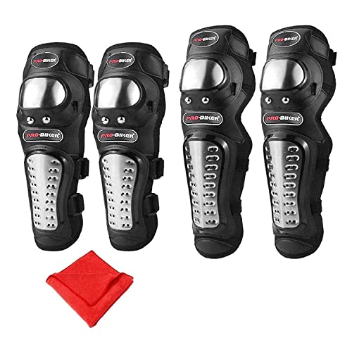 AllExtreme EXPBKG4 Stainless Steel Knee Guard Breathable Adjustable Knee & Elbow Pads Protection Motorcycle Racing Riding Unisex Armor Protective Gear (Black) AllExtreme EXPBKG4 Stainless Steel Knee Guard Breathable Adjustable Knee & Elbow Pads Protection Motorcycle Racing Riding Unisex Armor Protective Gear (Black)