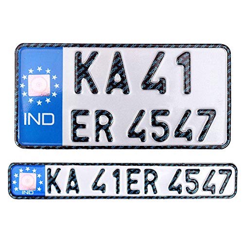 Innovqaraj Embossed Ind Number Plate for Bike| Fancy | No Bar or Serial Code| for Old Bike Only (Blue)