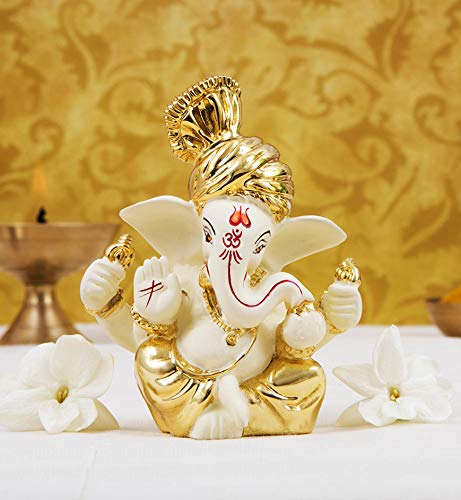 Gold Art India Ceramic Ganesh Idol for Car Dashboard(6x4x3cm, Gold) Gold Art India Ceramic Ganesh Idol for Car Dashboard(6x4x3cm, Gold)